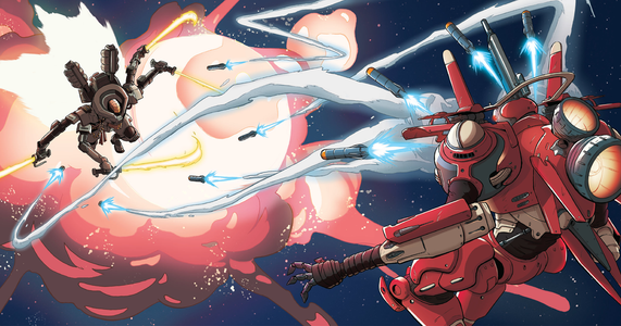 Official Lancer artwork of a Tokugawa frame engaging a Monarch