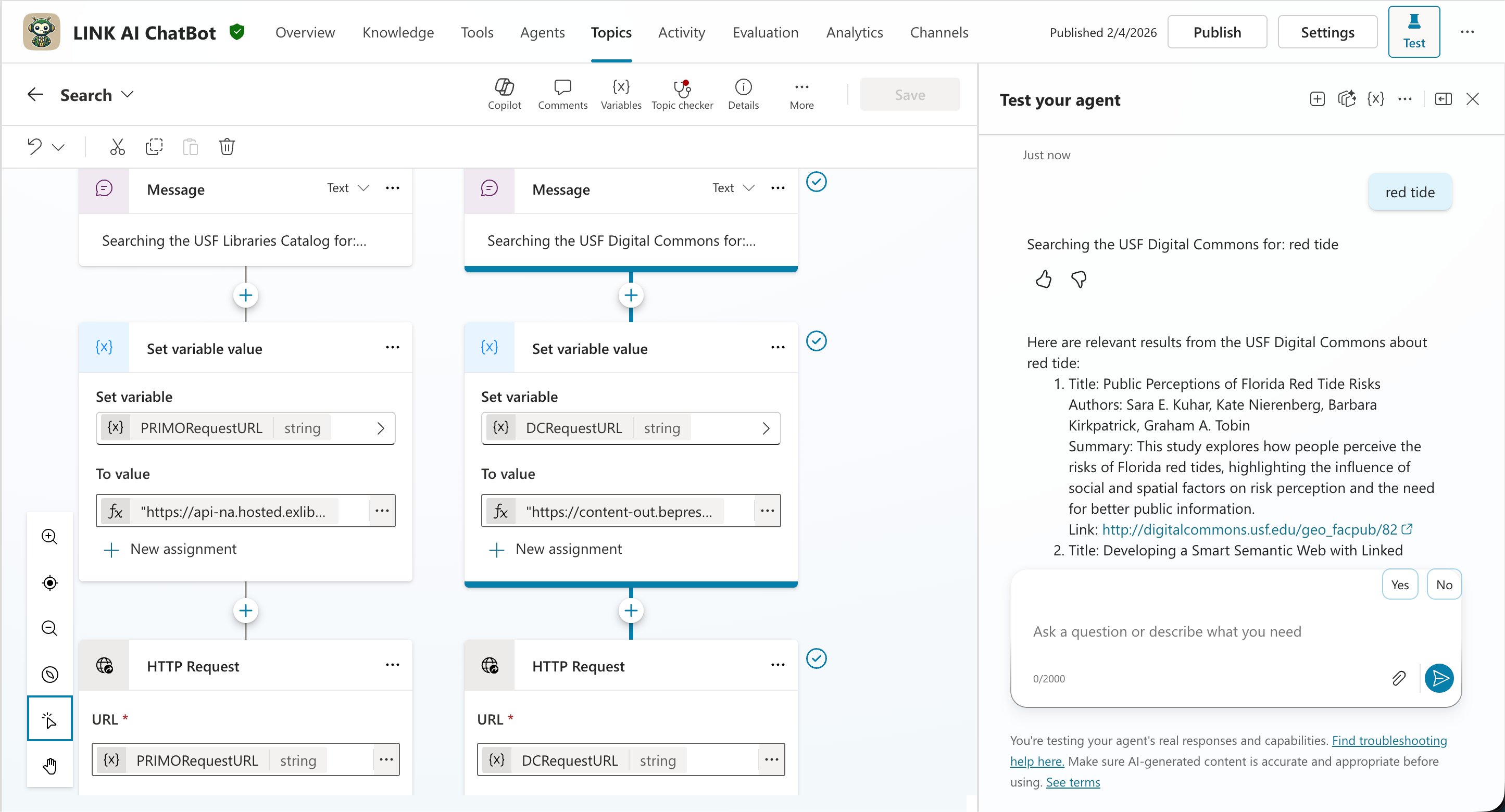 LINK chatbot screenshot